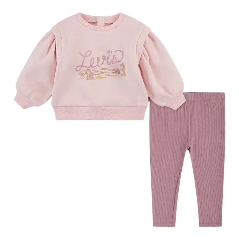 Levi'S Completo 2 Pezzi Felpa-Leggins Rosa per Bambina