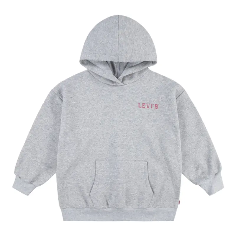 Levi'S Felpa Chiusa con Cappuccio tinta unita con Logo Grigio per Bambina