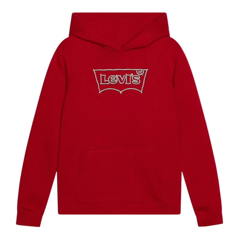Levi'S Felpa Chiusa con Cappuccio tinta unita Rosso per Bambino