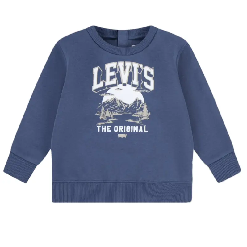 Levi'S Felpa Chiusa Girocollo con Logo tinta unita Blu per Neonato
