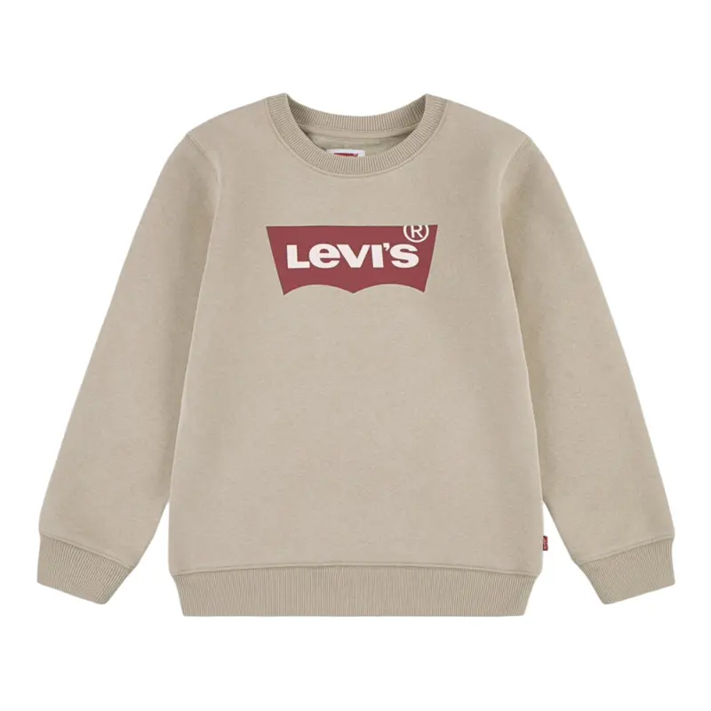 Levi'S Felpa Chiusa Girocollo tinta unita con Logo Beige per Bambino