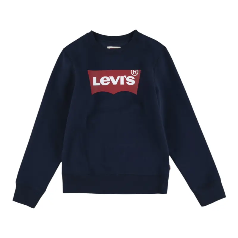 Levi'S Felpa Chiusa Girocollo tinta unita con Logo Blu per Bambino
