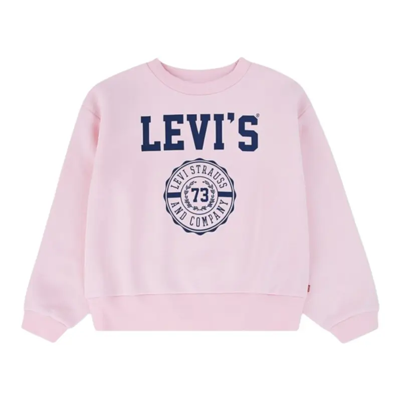 Levi'S Felpa Girocollo con Stampa Rosa per Bambina