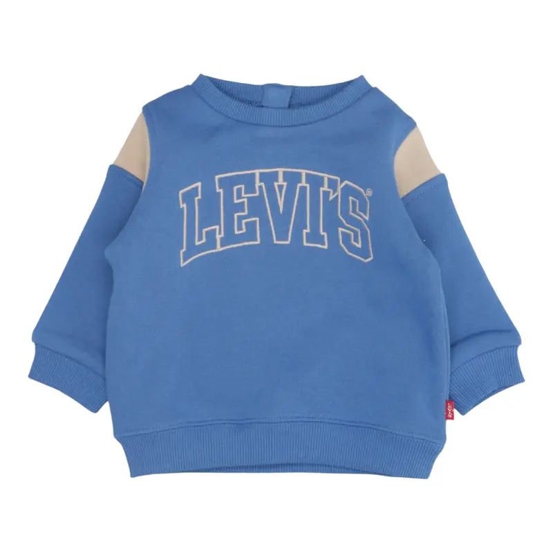 Levi'S Felpa Girocollo tinta unita con Stampa Blu per Neonato