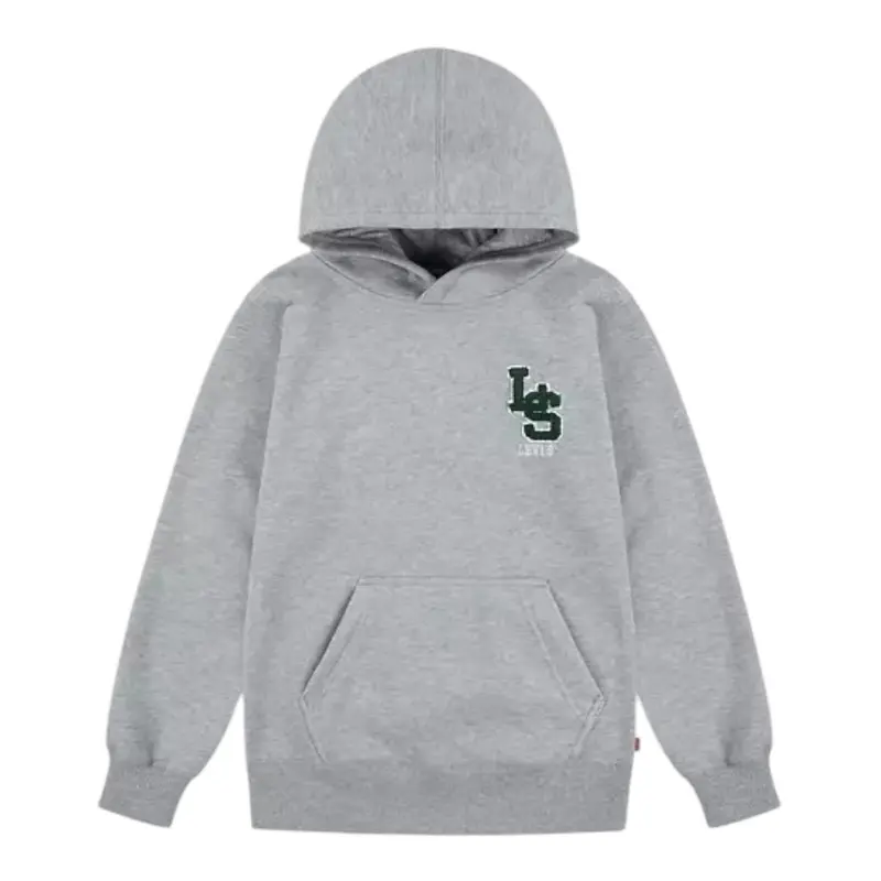 Levi'S Felpa tinta unita con Cappuccio E Stampa Grigio per Bambino