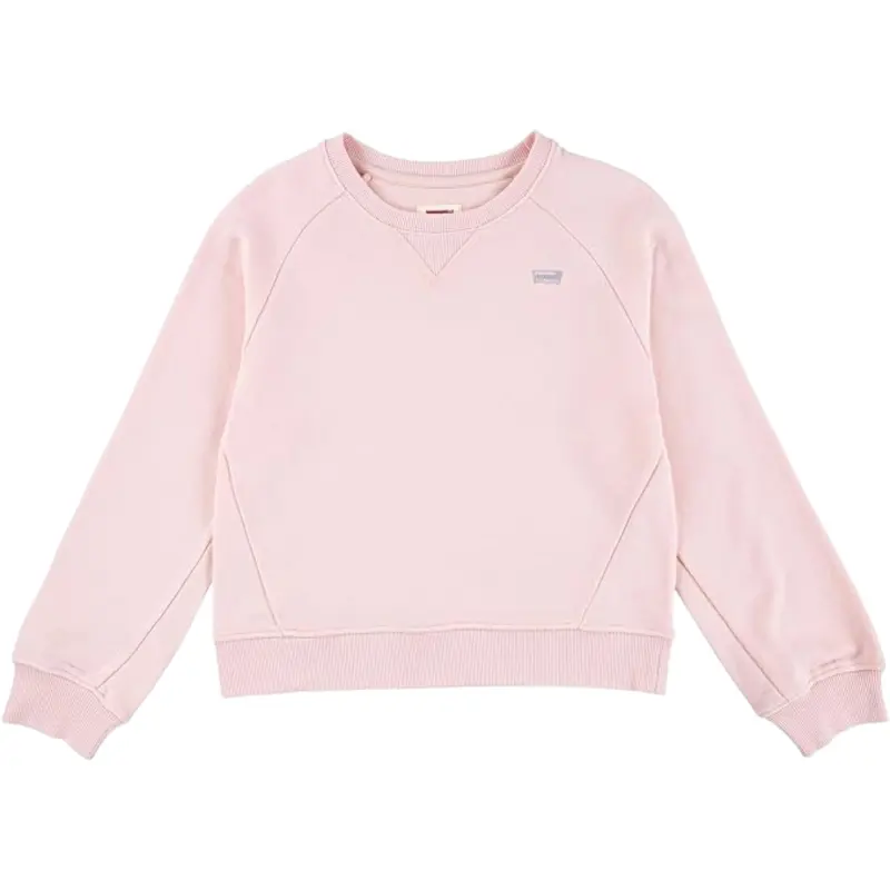 Levi'S Felpa tinta unita Girocollo con Logo Rosa per Bambina