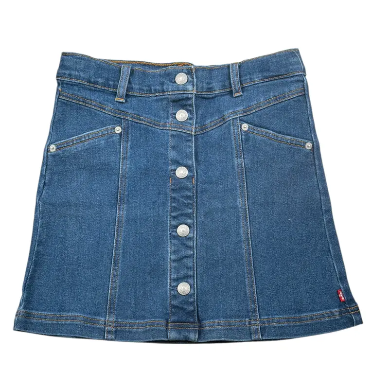 Levi'S Gonna In Denim tinta unita con Bottoni Blu per Bambina
