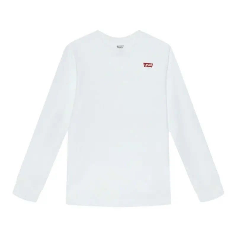 Levi'S Shirt Girocollo tinta unita con Logo Bianco per Bambino