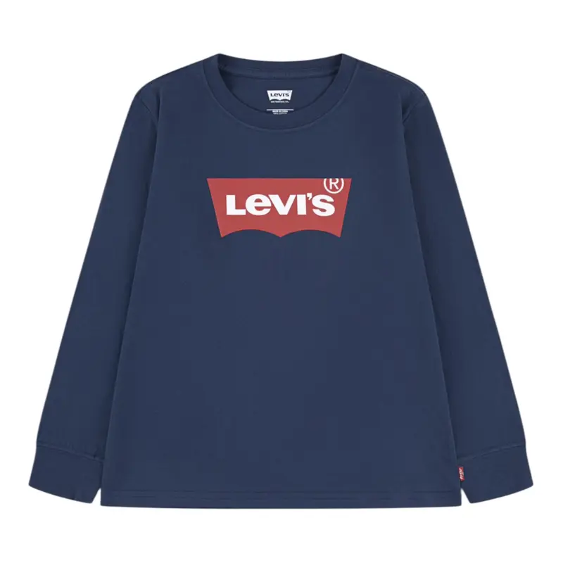Levi'S Shirt Girocollo tinta unita con Logo Blu per Bambino