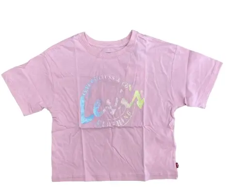 Levis t-shirt con scritta glitter crop m/c