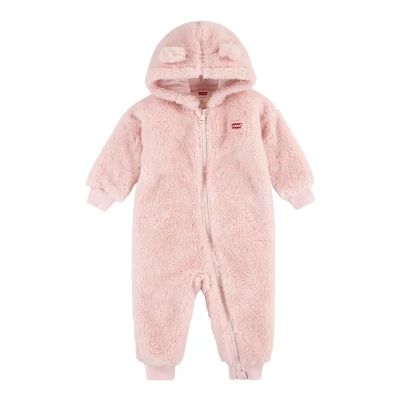 Levi'S Tutina tinta unita Modello Teddy con Cappuccio Rosa per Neonata
