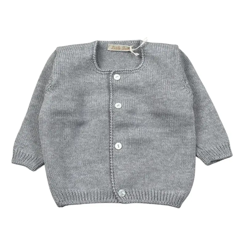 Little Bear Cardigan Tint Unita Grigio per Neonato