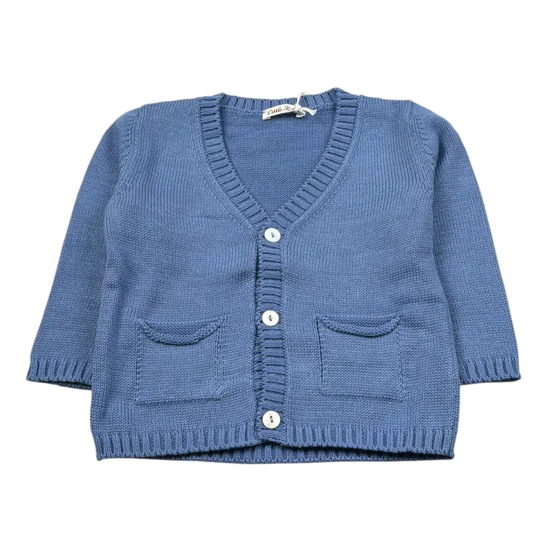Little Bear Cardigan tinta unita Blu per Neonato