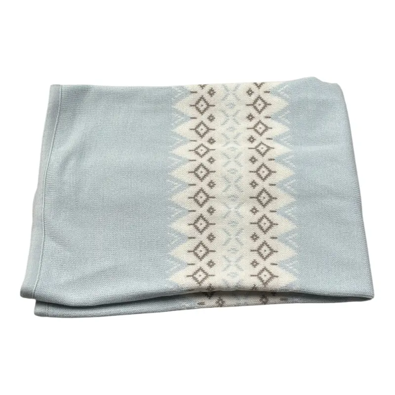 Little Bear Coperta Tint Unita con Ricami Azzurro per Neonato