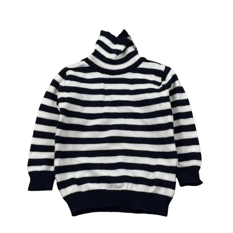 Little Bear Maglia Fantasia A Righe Collo Alto Bianco/Blu per Neonato