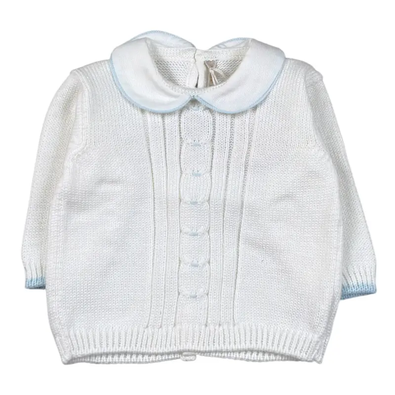 Little Bear Maglia tinta unita con Colletto E Ricami Bianco per Neonato