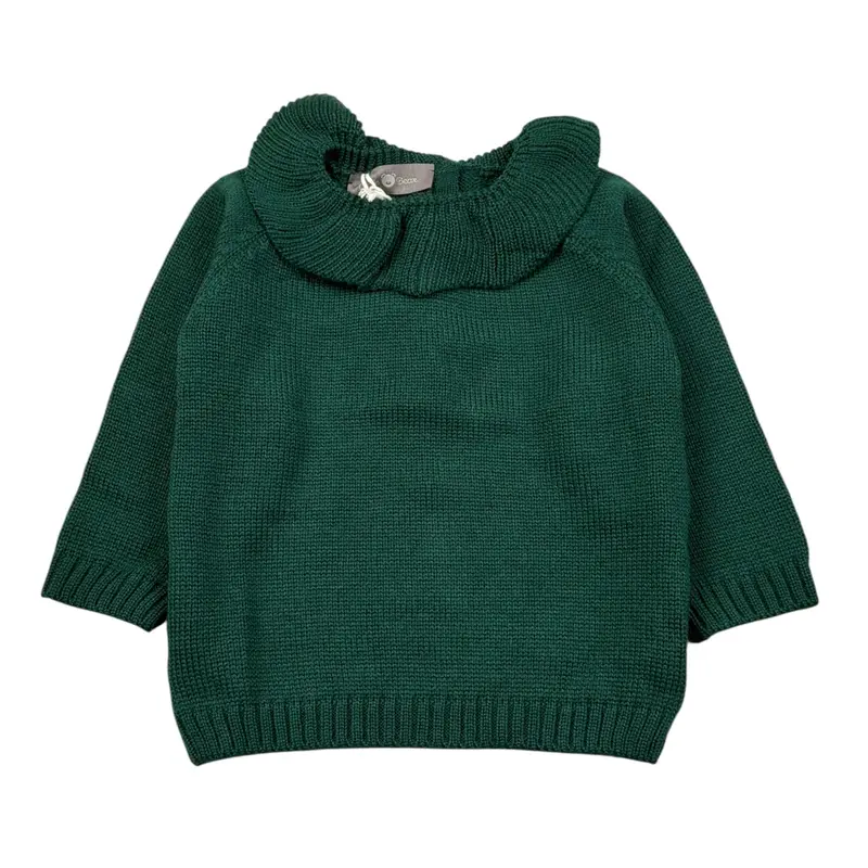 Little Bear Maglia tinta unita con Colletto Verde per Neonata