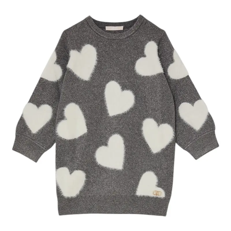 Liu Jo Abito In Maglia tinta unita con Stampa Grigio per Bambina