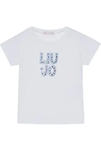 Liu-jo Bambina T-shirt Con Logo In Strass Blu.