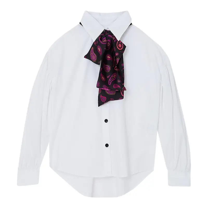 Liu Jo Camicia Manical Unga tinta unita con Foulard Bianco per Bambina