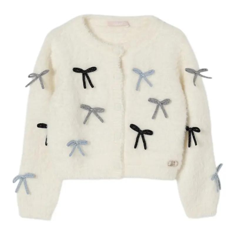 Liu Jo Cardigan tinta unita con Fiocchi Panna per Neonata