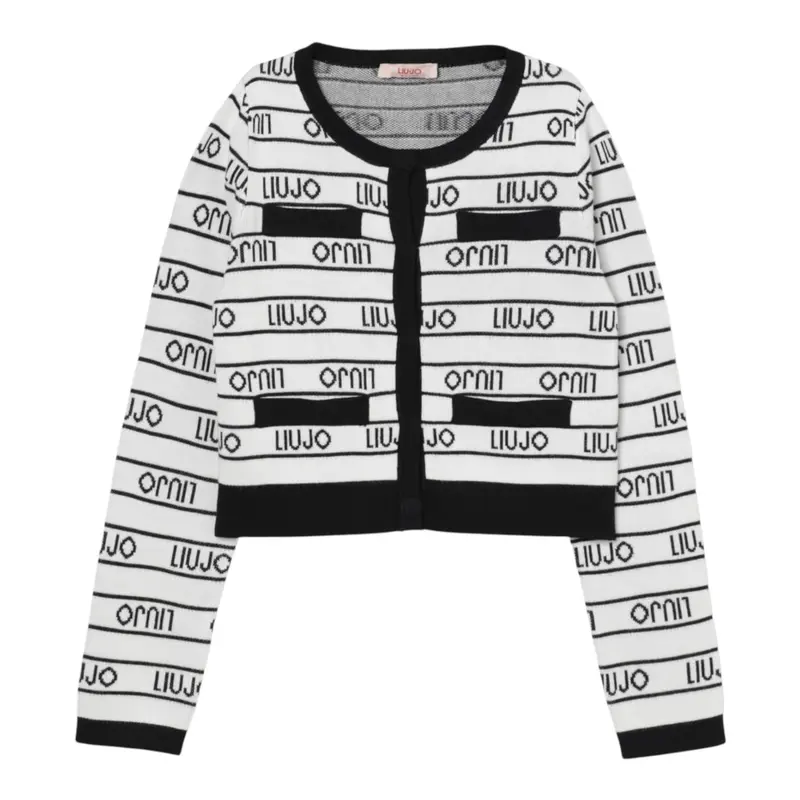 Liu Jo Cardigan tinta unita con Loghi Bianco per Bambina