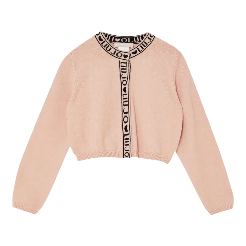 Liu Jo Cardigan tinta unita con Loghi Rosa per Bambina