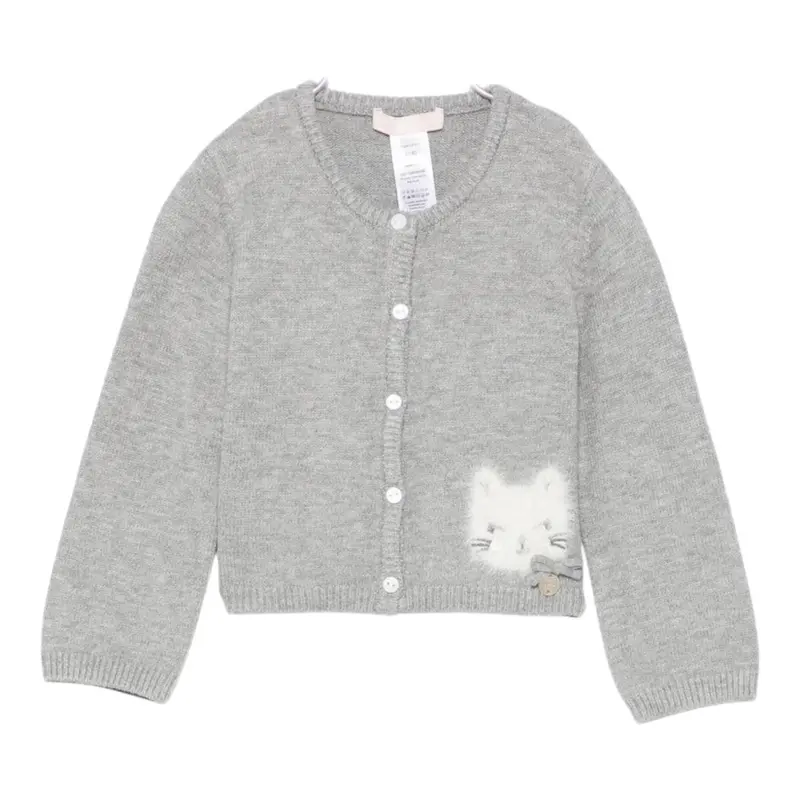 Liu Jo Cardigan tinta unita con Ricami Grigio per Neonata