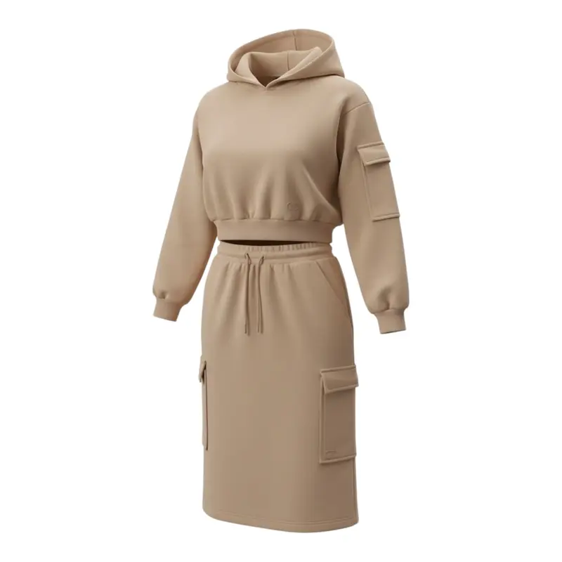 Liu Jo Completo 2 Pezzi Felpa-Gonna tinta unita Beige per Bambina