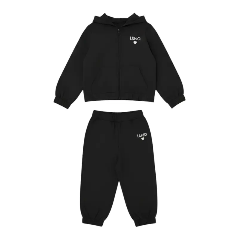 Liu Jo Completo 2 Pezzi Felpa-Pantalone tinta unita Nero per Bambina