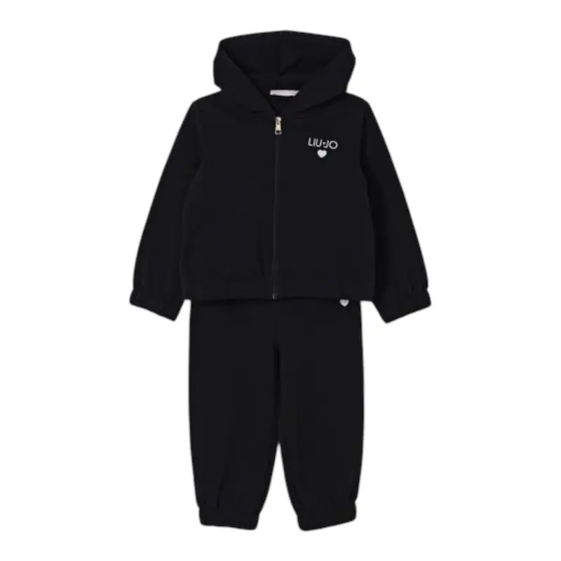 Liu Jo Completo 2 Pezzi Felpa-Pantalone tinta unita Nero per Neonata