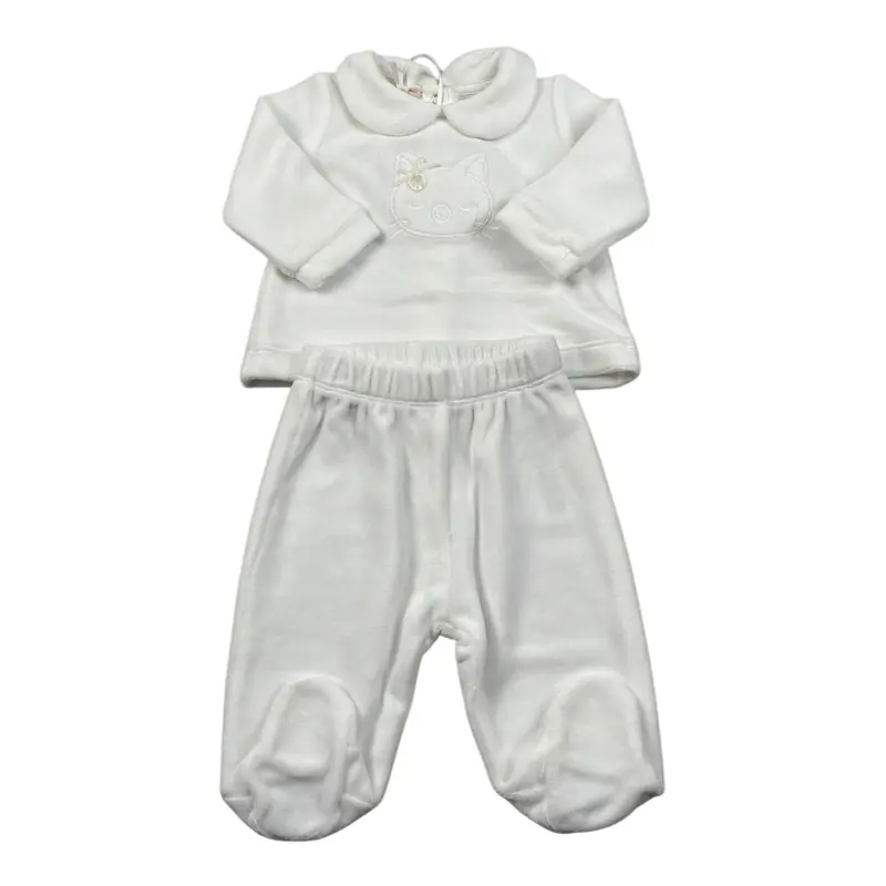 Liu Jo Completo 2 Pezzi Maglia-Ghettina In Ciniglia Bianco per Neonata