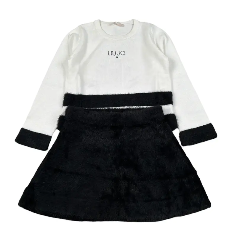 Liu Jo Completo 2 Pezzi Maglia-Gonna Bicolore Bianco/Nero per Bambina