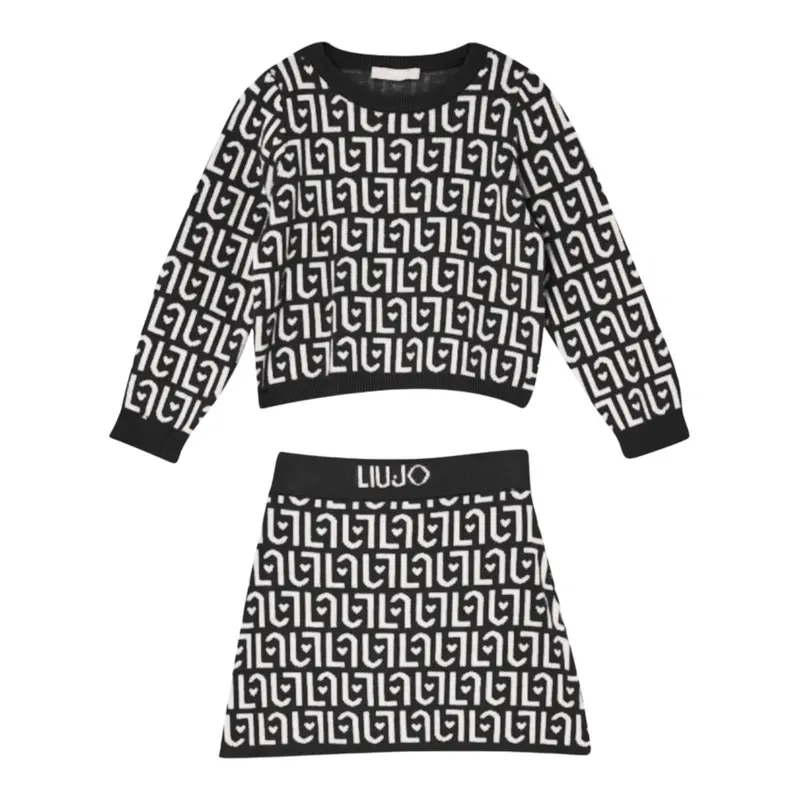 Liu Jo Completo 2 Pezzi Maglia-Gonna Stampa Fantasia Bianco/Nero per Bambina