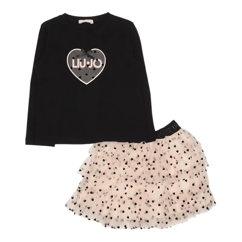 Liu Jo Completo 2 Pezzi Shirt-Gonna Nero/Rosa per Neonata