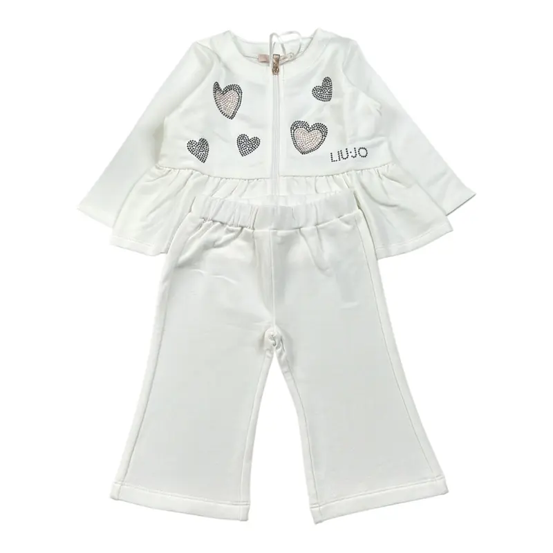Liu Jo Completo 2Pz Felpa con Zip-Pantalone Bianco per Neonata