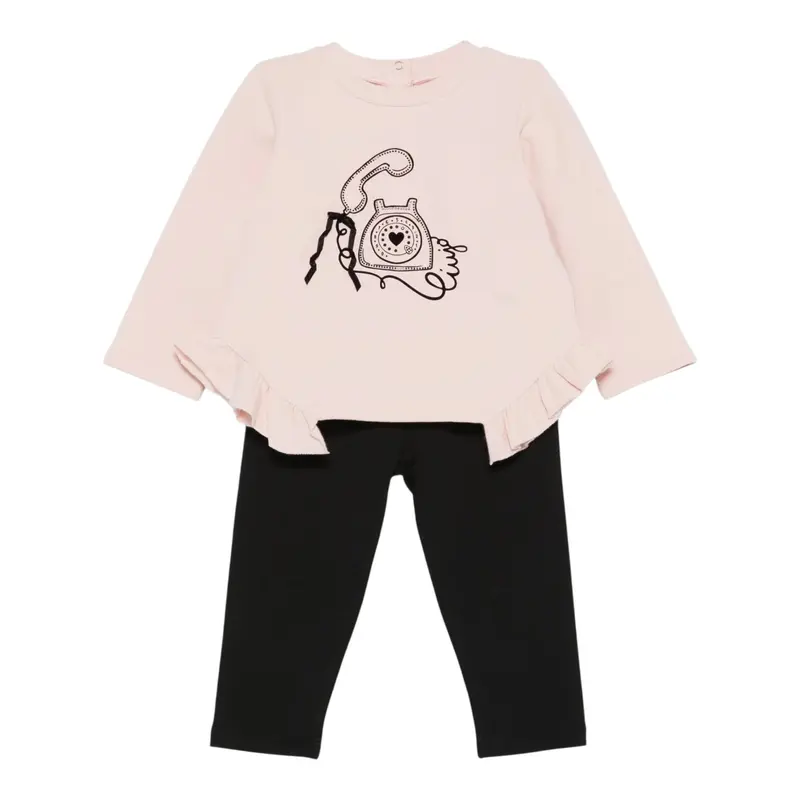 Liu Jo Completo 2Pz Felpa-Leggins Bicolore Rosa/Nero per Neonata