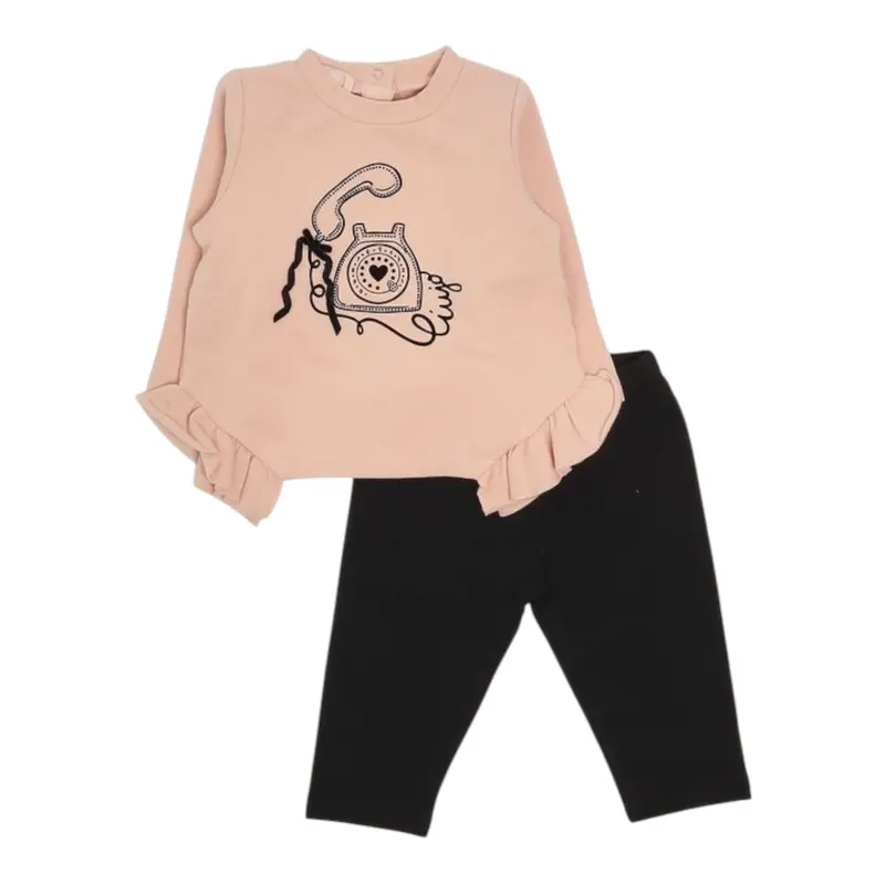 Liu Jo Completo 2Pz Felpa-Leggins Bicolore Rosa per Neonata