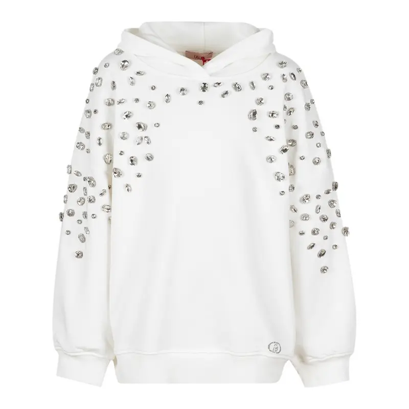 Liu Jo Felpa Xhiusa con Cappuccio tinta unita con Applicazioni Bianco per Bambina