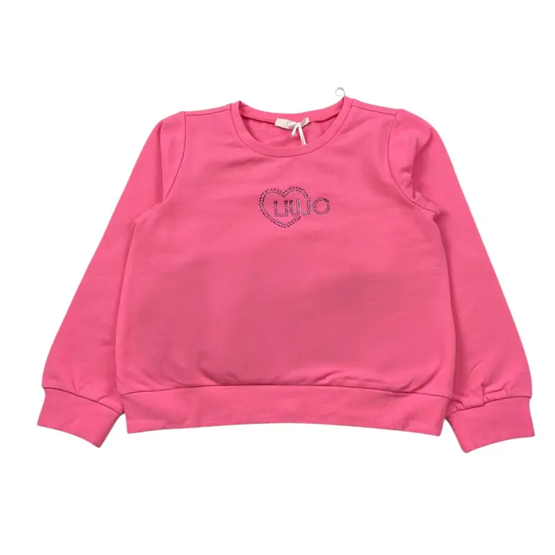 Liu Jo Felpa Xhiusa Girocollo con Brillantini Rosa per Bambina
