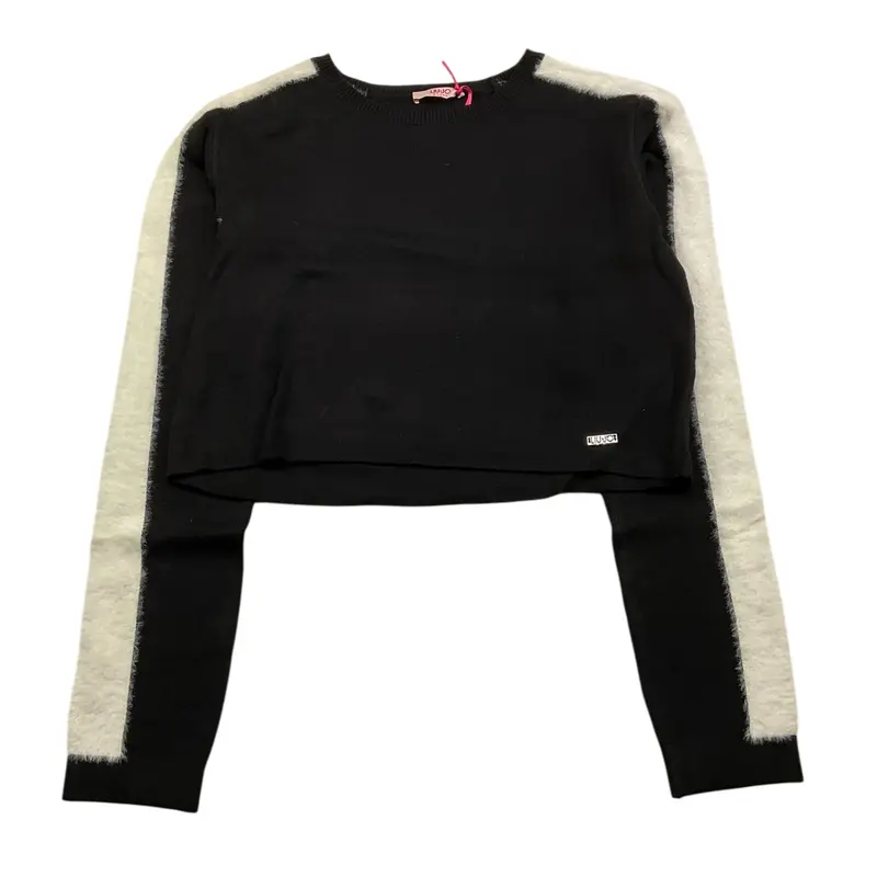 Liu Jo Maglia Girocollo Bicolore con Logo Bianco/Nero per Bambina