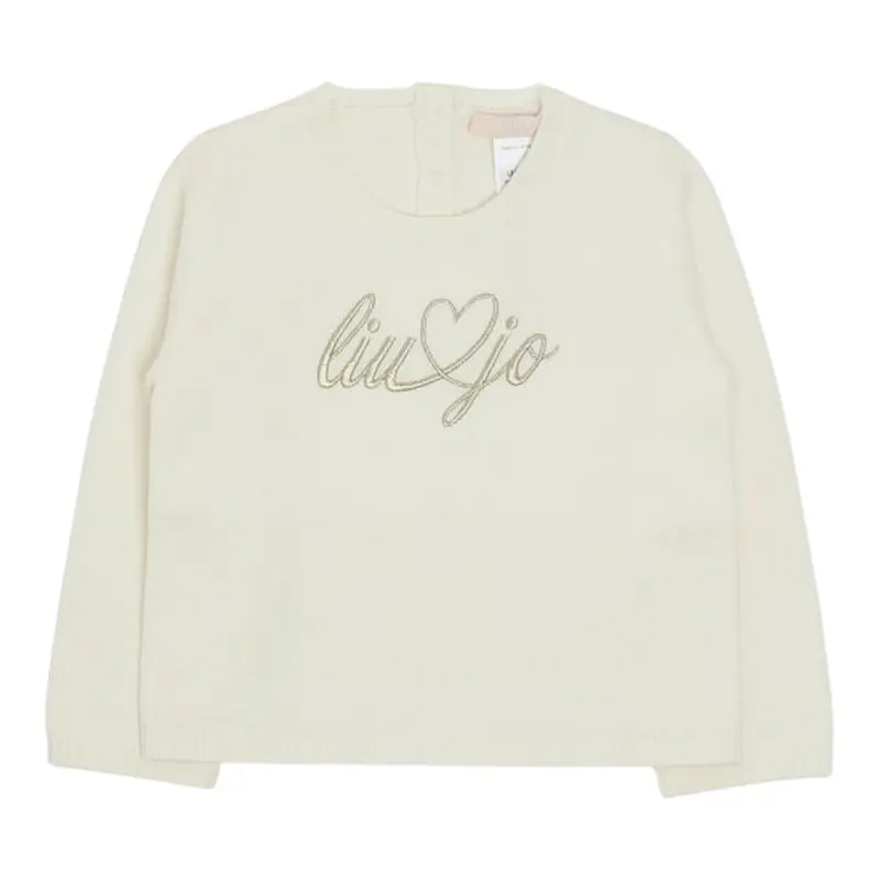 Liu Jo Maglia Girocollo tinta unita con Ricamo Logo Bianco per Neonata