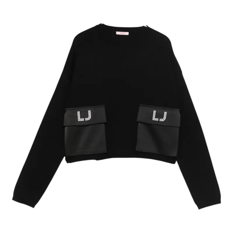 Liu Jo Maglia Girocollo tinta unita Nero per Bambina