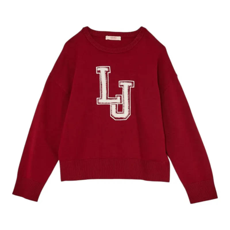 Liu Jo Maglia Girocollo tinta unita Rosso per Bambina