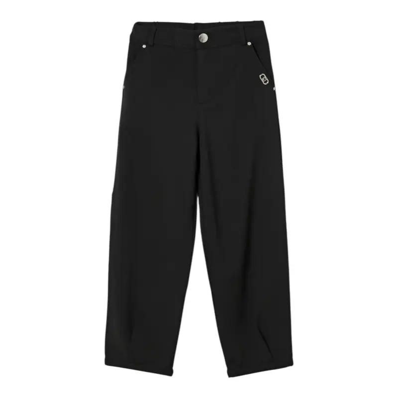 Liu Jo Pantalone tinta unita con Elastico In Vita Nero per Bambina