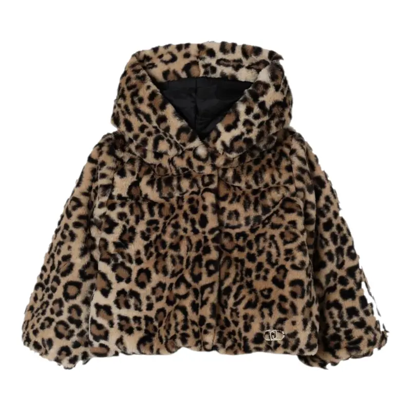 Liu Jo Pelliccia con Cappuccio Fantasia Maculata Beige per Bambina