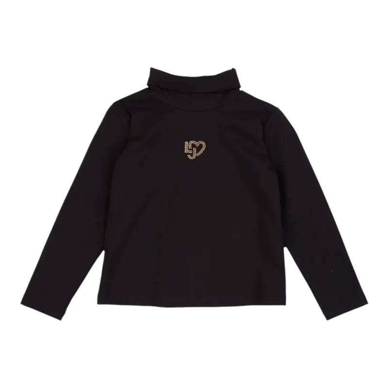Liu Jo Shirt Collo Alto tinta unita con Logo Nero per Neonata