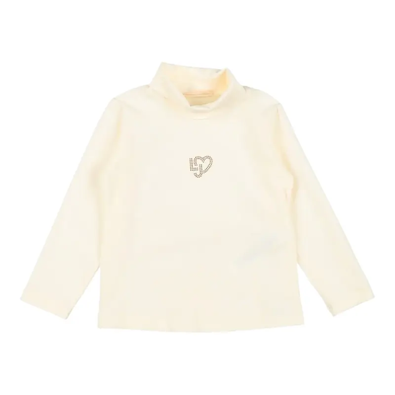 Liu Jo Shirt Collo Alto tinta unita con Logo Panna per Neonata