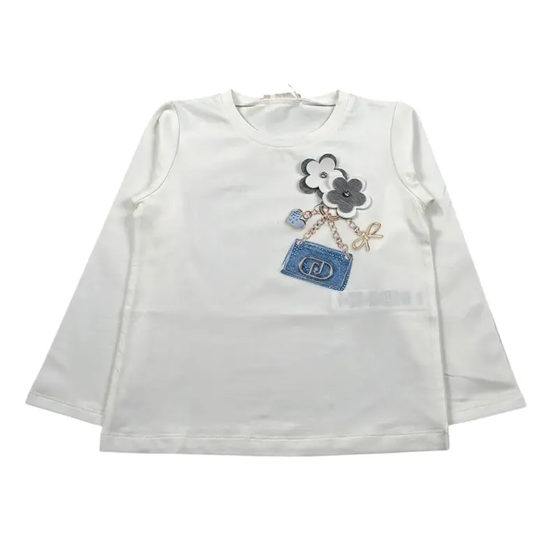 Liu Jo Shirt Girocollo tinta unita con Brillantini Bianco per Neonata