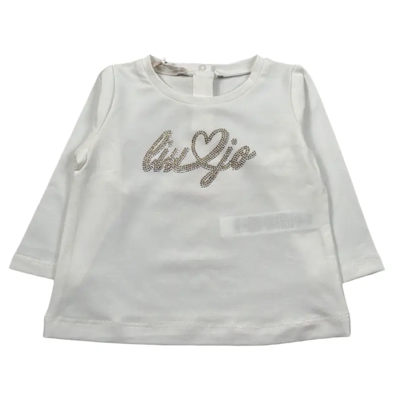 Liu Jo Shirt Girocollo tinta unita con Brillantini Bianco per Neonata